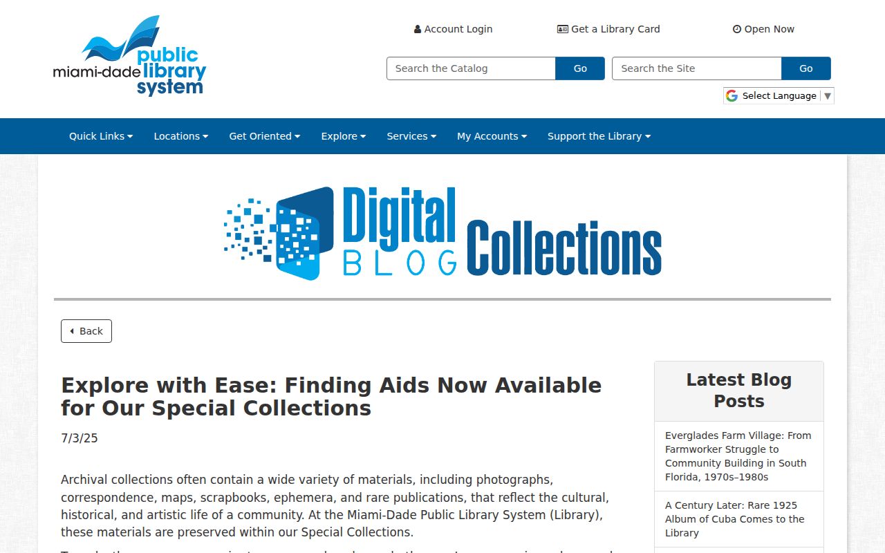 MDPLS online finding aids for Miami Gardens historical research