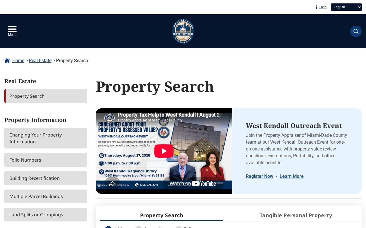 Miami-Dade Property Appraiser search guidance for Miami Gardens records