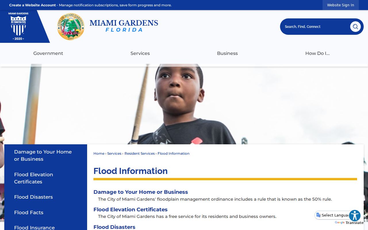 Miami Gardens public records request page for block and planning records