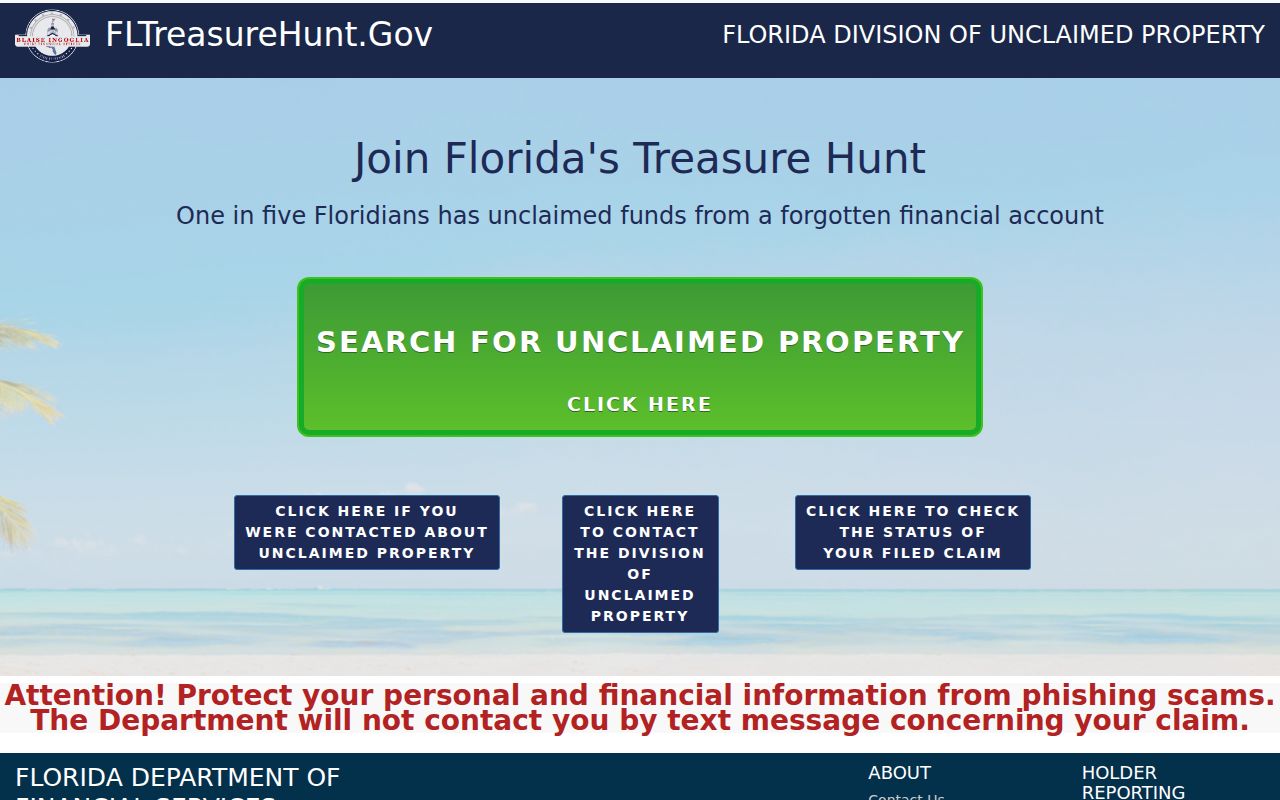 Miami Gardens resident lookup using Florida Treasure Hunt