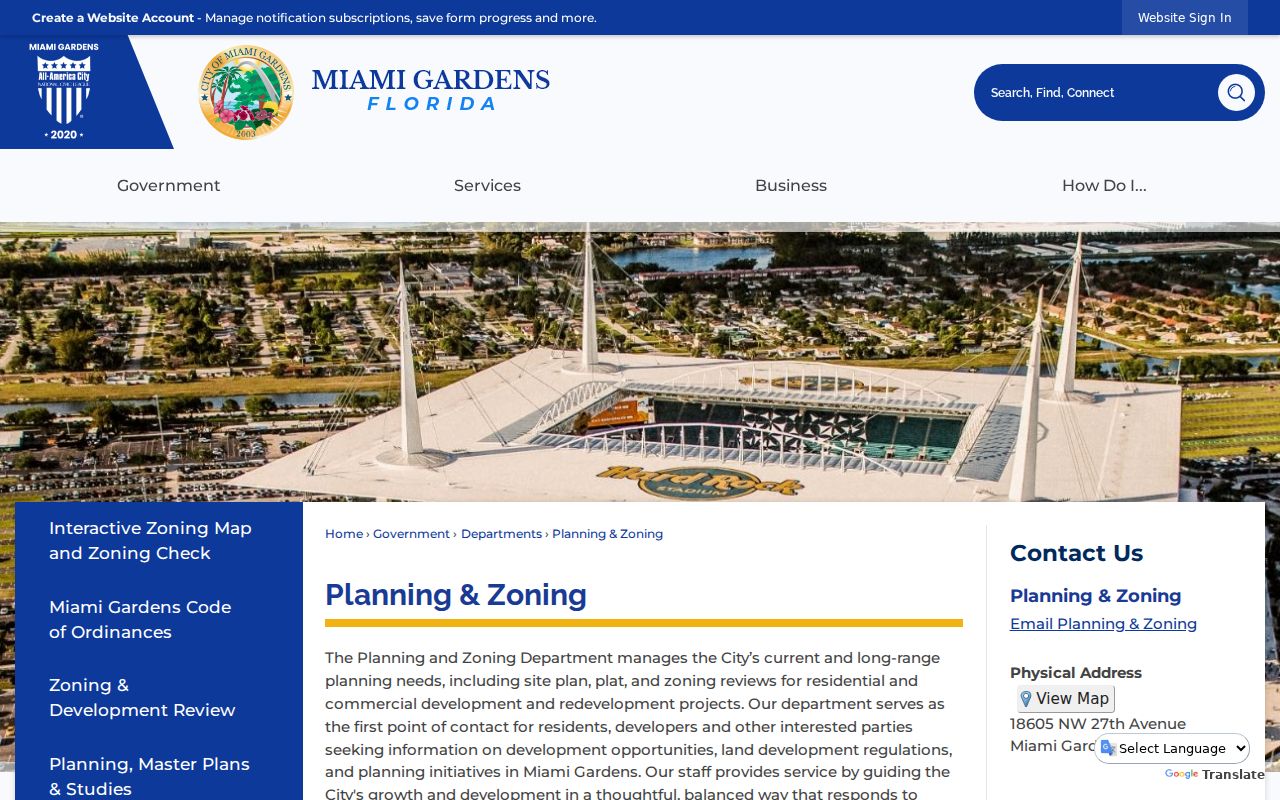 Miami Gardens Planning and Zoning address assignment information