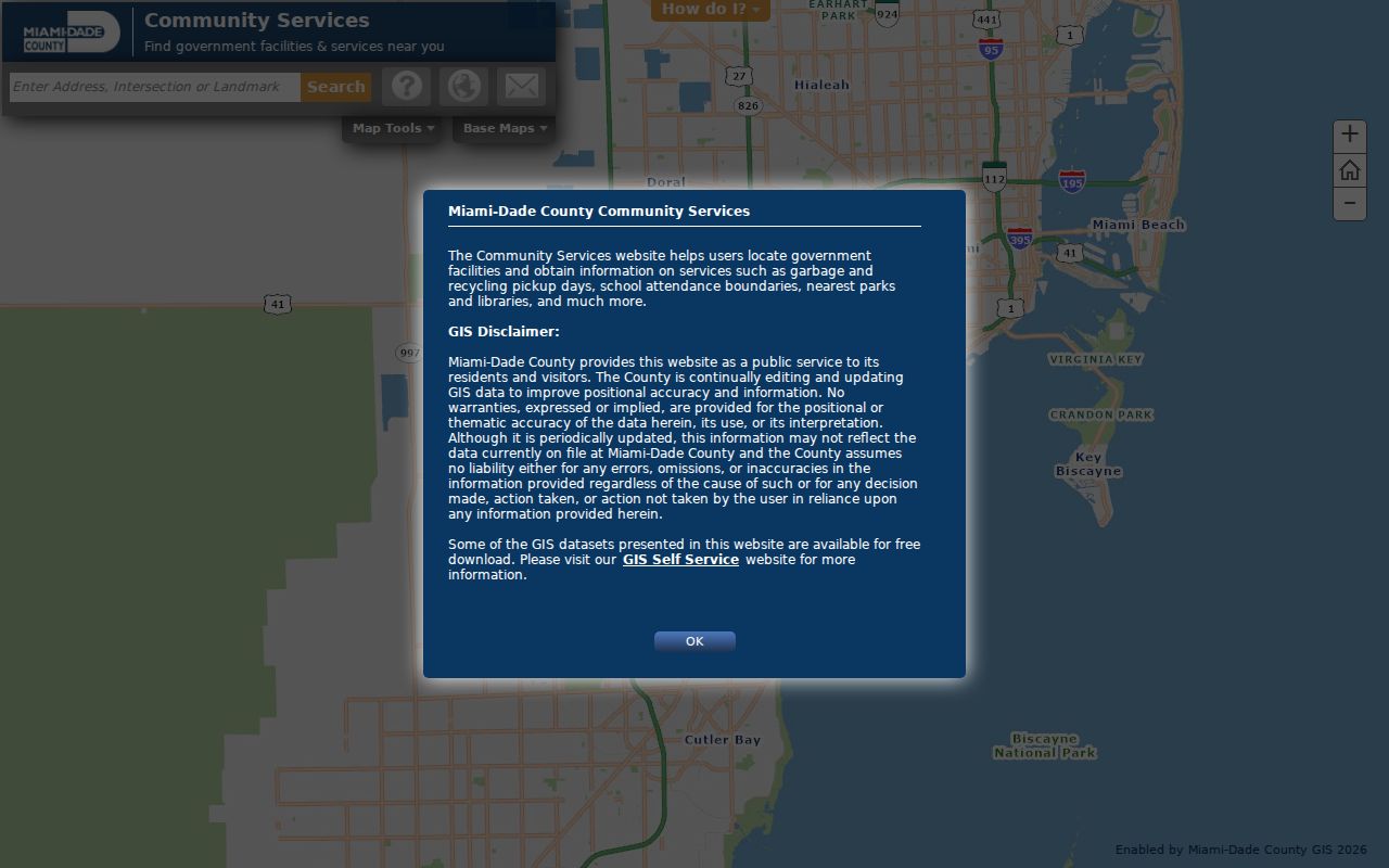 Community Services GIS map for Miami Gardens street parcels